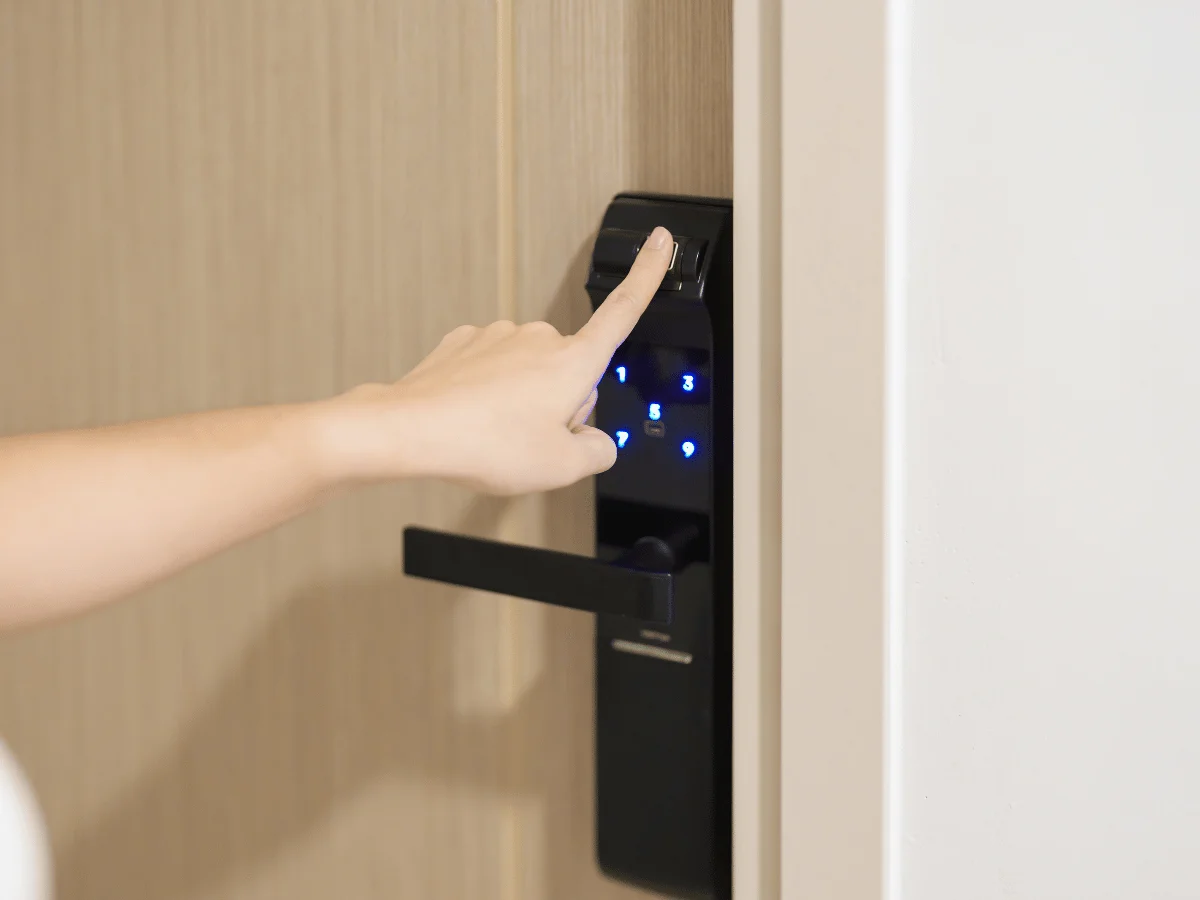 Installing smart locks for keycard or keyless entry and enhanced security control
